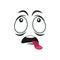 Strange stupid emoticon showing tongue isolated