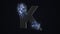 Strangely cracked K letter. technological and mystical look with glowing inside details. 3d illustration