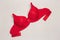 Strapless push up graceful neckline red bra on grey background