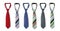 Strapped neckties in different colors, men`s striped ties