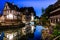 Strasbourg, France, August 2019. In the heart of the historic center, an enchanting glimpse of the canals where the typical