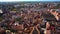 Strasbourg, top view, red roofs of houses, cars