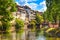 Strasbourg, water canal in Petite France area, Unesco site. Alsace.