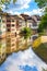 Strasbourg, water canal in Petite France area, Unesco site. Alsace.