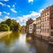 Strasbourg, water canal in Petite France area, Unesco site. Alsace.