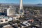 The Strat and downtown Las Vegas including the newly completed Circa Hotel and Casino.