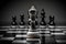 Strategic Leadership Concept with Chess Pieces on Chessboard, Generative Ai