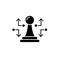 Strategic move black icon, vector sign on isolated background. Strategic move concept symbol, illustration