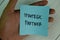 Strategic Partner write on sticky notes isolated on Wooden Table