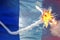 Strategic rocket destroyed in air, France ballistic missile protection concept - missile defense military industrial 3D