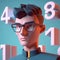 The strategic student, with a calculating expression and a sharp mind for problem-solving digital character avatar AI