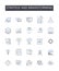 Strategy and brainstorming line icons collection. Planning and scheming, Pondering and contemplating, Pondering and