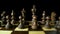 Strategy Concept of chess board game. Dolly movement along the figures