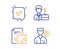 Strategy, Confirmed and Businessman case icons set. Valet servant sign. Vector