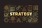 Strategy golden outline banner on dark background