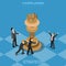 Strategy knight move business chess queen flat vector isometric