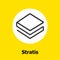 Stratis criptocurrency blockchain flat icon a yellow background. Vector stratis sign.