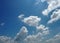 Stratocumulus white clouds in the blue sky natural background beautiful nature environment space for write