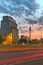 The Strausberger Platz in Berlin after sunset