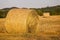 Straw bales in the light of sunset