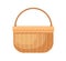 Straw basket with braided woven handle. Realistic wicker without lid. Empty basketwork for storage. Handmade wickerwork