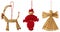 Straw Christmas Hanging Decoration, Xmas Hang Toys Set, Isolated