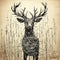 Straw Deer: Surrealist Illustration With Chiaroscuro Woodcut Style