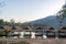 Straw floating huts Huay Tueng Thao Reservoir in Chiang Mai, Thailand