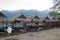 Straw floating huts Huay Tueng Thao Reservoir in Chiang Mai, Thailand