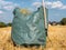 Straw harvest bag rake on a field