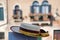 Straw hat of a gondolier with Venetian facade background