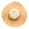 Straw hat with ribbon isolated on white background. Top view of fashion hats in summer style. Clipping path