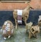 Straw lamb, goat and egg on display in the city