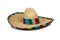 Straw Mexican Sombrero on white background