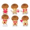 Straw mushroom cartoon character with love cute emoticon
