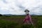 Straw puppet or scarecrow strawman in the rice field in asia