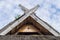 Straw roof with wooden birds as decoration