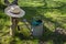 Straw sunhat with watering can and gloves