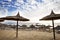 Straw umbrella on the beach, , Egypt,