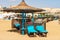 Straw umbrellas and deck chairs in a Red Sea beach - Marsa Alam Egypt Africa
