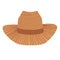 A straw wicker hat with a brim. Summer headdress. Vector illustration