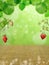 Strawberries background berries leaves forest bokeh green