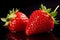 strawberries on a background with water drops - Ai Generated