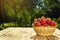 strawberries in basket, strawberry basket, strawberries on wooden table, strawberry, basket with strawberries, strawberries in na