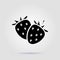 Strawberries black icon on a gray background with soft shadow