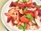 Strawberries and boiled shrimp Spicy Salad.