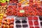 Strawberries bulk sale at outdoor market,