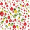 Strawberries, cherries, pomegranates, , . Seamless patterns with berries. Red fruits, berries, strawberry love
