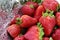 Strawberries in colander