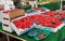 Strawberries on Display at a Farmer`s Market